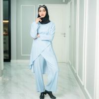 ราคา ชุดเซ็ตกางเกงมุสลิมผู้หญิง ทรงแฟชั่นอิสลาม ดีเทลหน้าไขว้ ทรงสวย สไตล์ตุรกีทรงสวยหรู IL98 รุสมีนี (19720187967)