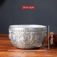 ราคา ขันน้ำลายไทย อลูมิเนียม สลุงเงินลายไทย มีหลายขนาด ขันแร่ เครื่องเงิน งานฝีมือโลหะ สีเงิน ชามใส่น้ำดื่ม ชามดีบุก ไทยนำเข้าสไตล์เอเชียตะวันออกเฉียงใต้ ได ซิลเวอร์ ฟองรูด้า ชามสมูทตี้ ขนมหวาน อ่างน้ำสงกร