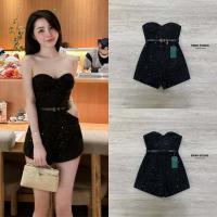 ราคา Swan จั้มเกาะอกสีดำ เนื้อผ้าเป็นผ้าทวิตมีประกายวิ้งๆ (21409536503)