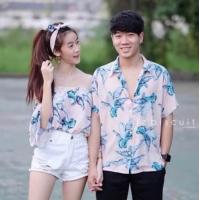 ราคา ชุดคู่รัก ได้ 3 ชิ้น ชุดคู่เที่ยวทะเล ชุดคู่รักผ้าสปันพริ้ว ลายน่ารัก (21521620548)
