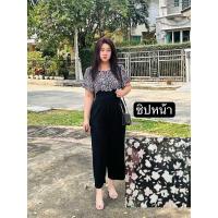 ราคา จั้มสูทสาวอวบ ซิปหน้า อก 36 40 ผ้าวูลเวฟ แต่ง ผ้าไหมอิตาลีลายดอก มีกระเป๋า 2 ข้าง jumpsuit plussize (21444842859)