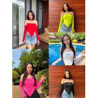 ราคา เสื้อปาดไหล่ ปลายแหลมแขนแยกชิ้น (17126922872)