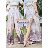 ราคา กางเกงผูกหน้าหลัง กางเกง4สาย กางเกงแหวกข้าง กางเกงแหวกจิมิ ลาย นกยูง (16234475273)