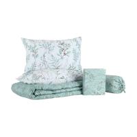 ราคา INDEX LIVING MALL ชุดผ้าปู รุ่นควินซี ขนาด 6 ฟุต 6 ชิ้น ชุด สีเขียว ขาว (21434544094)