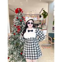 ราคา สาวอวบ เดรสสาวอวบ เดรสแขนยาว ลายสก็อต วินเทอร์ อก 38 40 42 44 46 (21179904443)