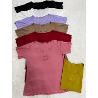 ราคา ร 41เสื้อยืดระบายแฟชั่นสาวอวบ เจาะหัวใจ อก40 48 ยาว26 (20874063146)