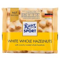 ราคา ริทเทอร์สปอร์ต ไวท์ช็อคโกแลตผสมเฮเซลนัทเต็มเมล็ด Ritter Sport White Chocolate Whole Hazelnut 100g (20981664591)