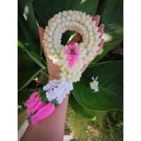 ราคา พวงมาลัยไหมพรมดอกจำปาดอกกุหลาบ มีกลิ่นหอม พร้อมกล่อง (15027537646)