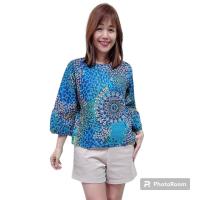 ราคา ส่งฟรี เสื้อเบลาส์คอวี ผ้าป่านเนปาล ลายนกยุง เสื้อแฟชั่นผู้หญิงเเขนสี่ส่วน แขนบอลลูน Zara official thailand เสื้อฟรีไซส์อก 38 43 ยาว 23 (21575630157)