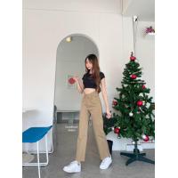 ราคา กางเกงขากระบอกเอวพับเกาหลี ผ้าสียืด chuu 5kg (20272814218)