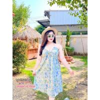 ราคา Plussize154 เดรสคล้องคอคัลเลอร์ฟูล เดรสสาวอวบ (21489155458)