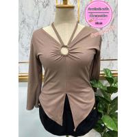 ราคา เสื้อสาวอวบร้านแป้งแฟชั่น เสื้อรุ่นแขนยาวแต่งอกวงกลมรูดอก38 46 ยาว26นิ้ว รอบแขน13 20นิ้ว ผ้าร่องยืด (17298749416)