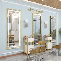 ราคา ร้านตัดผมกระจกโต๊ะร้านทำผมกระจกร้านทำผม LED พิเศษพร้อมไฟสุทธิสีแดงติดผนังกระจกตัดผมแบบยุโรปเรียบง่าย (21540401455)