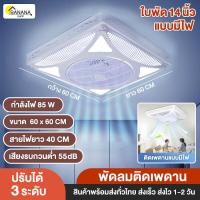 ราคา พัดลมเพดาน พัดลมระบายอากาศ พร้อมรีโมทคอนโทรล 60x60cm เส้นผ่านศูนย์กลางใบพัดลม14นิ้ว ความยาวสายไฟ 400 มม ไม่รวมปลั๊ก ปรับได้3ระดับ (21392841506)