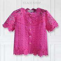 ราคา พร้อมส่ง เสื้อลูกไม้ทั้งตัว รหัสOKI36 ลูกไม้แขนสั้น กระดุมหน้า คอปาด เสื้อผู้ใหญ่ BuaLong (19625206834)