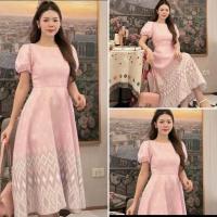 ราคา ชุดเดรสสีชมพู ชุดเดรสใส่ทำงาน (20406762535)