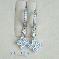 ราคา Neriza Jewelry ต่างหูเพชรประกายเทียบเท่าเพชรแท้ เครื่องประดับเพชรเจ้าสาว ต่างหูเพชรระย้า NE097 (15971854574)