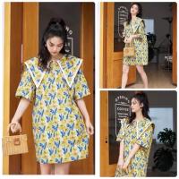 ราคา ชุดเดรสคอปกลายดอกสีเหลือง (21561403063)