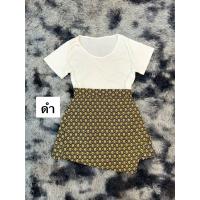 ราคา NT719 เซ็ทผ้าถุงสงกรานต์2ชิ้นเสื้อยืด กางเกงกระโปรงผ้าถุง สาวอวบ (21508605285)