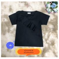 ราคา เสื้อคอวีแต่งระบายเฉียงเก๋เก๋ (13249180227)