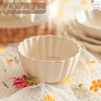 ราคา Violet Flamingo จานชามเซรามิคสีขาวสไตล์ Sweet Minimal รุ่น White Sunflower จานชาขอบหยัก งานสวย สไตล์เจ้าหญิง (21539102842)