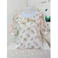 ราคา เสื้อคอบัวระบายแขนสั้นลายดอก ผ้าไหมอิตาลี ผ้านิ่มเนื้อดี ตัวผ้าไม่บางใส่สบายไม่ร้อน อก42 ยาว 24 นิ้ว (21580408574)