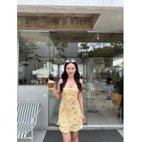 ราคา Jnd700 มินิเดรสสายเดรสสายเดี่ยวสีเหลืองลายดอก (21603588273)