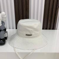 ราคา 2023 NEW for Spot JACQUEMUS hat Fashion Letter Bucket Hat Female French Style Metal Label Raw Edge Sunshade Flat Top All Match (20051039254)