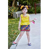 ราคา ชุดเด็กเสื้อคอกระเช้าโบว์พร้อมกระโปรงซิ่นสั้น แฟชั่นสงกรานต์ (21378188233)