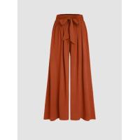 ราคา Cider Linen blend High Rise Bowknot Shirred Wide Leg Trousers (21564722477)