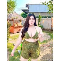 ราคา สาวอวบ ชุดเซ็ตสาวอวบ เซ็ต บิกินี กางเกงขาสั้น เล่นน้ำ สงกานต์ ลายไทย อก 38 40 42 44 46 ฟรีไซต์ ได้ถึง 50 (21498187908)