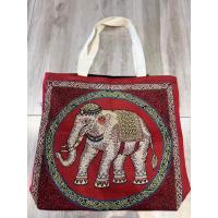 ราคา ถุงผ้า ลายช้าง ใบใหญ่ มีซิปและซับใน (21572626831)