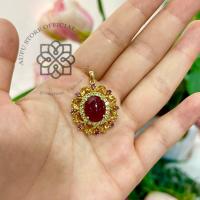 ราคา จี้พลอยแท้ จี้พลอยน้ำสวยทับทิมบุษราคัมของแท้ 92 5 ถมทองคำแท้24k สินค้ามีใบรับประกันดูแลการใช้งาน AUFU STORE (21625557949)