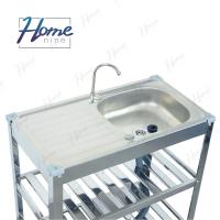 ราคา HOMENINE ซิ้งค์ล้างจาน อ่างล้างจาน สแตนเลส 75CM 3ชั้น โครงสแตนเลสเงา (21487270150)