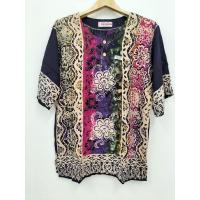 ราคา เสื้ออินโดแท้ ผ้าบาติกคอกลมแขนสั้น ไซส์ L รอบอก40 42 (14748085269)