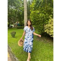 ราคา เดรสมัดย้อมทรงกระเหรี่ยงคอปาด (21558583182)