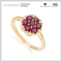 ราคา Gemondo แหวนเงิน 925 ชุบทอง 18K ประดับทับทิม Ruby และเพชร Diamond รูปทรงดอกไม้ แหวนทับทิม แหวนพลอย แหวนเงินชุบทอง (9579560447)