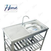 ราคา HOMENINE ซิ้งค์ล้างจาน อ่างล้างจาน สแตนเลส 100cm 3ชั้น โครงสแตนเลสเงา (21487397221)
