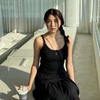 ราคา Vague bkk No Sweat Tank with Charm in Black เสื้อกล้าม ผ้าร่องยืด สีดำ (20992118356)