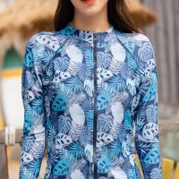 ราคา ชุดว่ายน้ำผู้หญิงแขนยาวซิปหน้ากันยูวี ใส่คู่กับ กางเกงขาสั้นทรงสปอร์ต2ชั้น (21577324965)