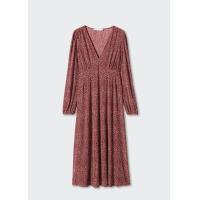 ราคา MANGO ชุดเดรสผ้าพรีส คอวี แขนยาว PRINTED TEXTURED DRESS (21496421412)