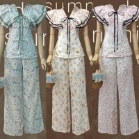 ราคา เซต2ชิ้นขายาวปักดอกแขนระบาย งานป้าย lady Sunshine N675 676 677 (21609955443)