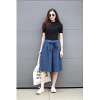 ราคา กางเกงขาบาน 4 ส่วนผ้ายีนส์ฟอก กางเกงขาสั้น 4 ส่วนหญิง กางเกงขา4ส่วนผู้หญิงผ้ายีนส์ฟอก กางเกงขากว้าง4ส่วนแต่งโบว์ กางเกงขาบานลำลองหญิง (4483462613)