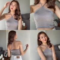 ราคา BEMYCHIC เสื้อผูกคอผ้ากลิตเตอร์ เย็บดีมาก ไม่บาง ครอปคล้องคอผ้าวิ้งๆรุ่นWinky (16620740677)