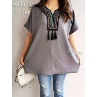 ราคา พร้อมส่ง เสื้อสาวอวบสาวอ้วนมีสายห้อยสวยๆคอวี (8013987121)