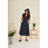 ราคา เดรสแขนสั้น คอวีกระดุมหน้า ผูกโบว์ช่วงเอว Something Simple รุ่น MAMUANG V neck short sleeves midi dress (20651888901)