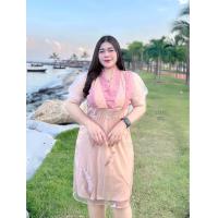 ราคา เดรสสาวอวบ ระบายขนนก อก38 50 D130 (21592773584)