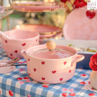 ราคา Violet Flamingo ชุดจานชามเซรามิครุ่น Melody จานชามสีชมพูลายหัวใจสีแดงสุดคิ้วท์ ของขวัญวันวาเลนไทน์ แก้วกาแฟเข้าชุด (21580218597)