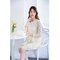 ราคา เดรสลูกไม้แขนยาว เดรสลูกไม้ผ้านิ่ม มีซับใน แต่งซิปหลัง รุ่น8198 (15664219457)