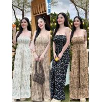 ราคา ชุดจั้มเกาะอกลายดอกเดซี่ผ้าฝ้ายลินิน ขนนชั้น ขนาด อก 30 40 เอว324 34 สะโพก 36 40 มี 4 สี ดำ ขาว ครีม น้ำตาล (19662112401)